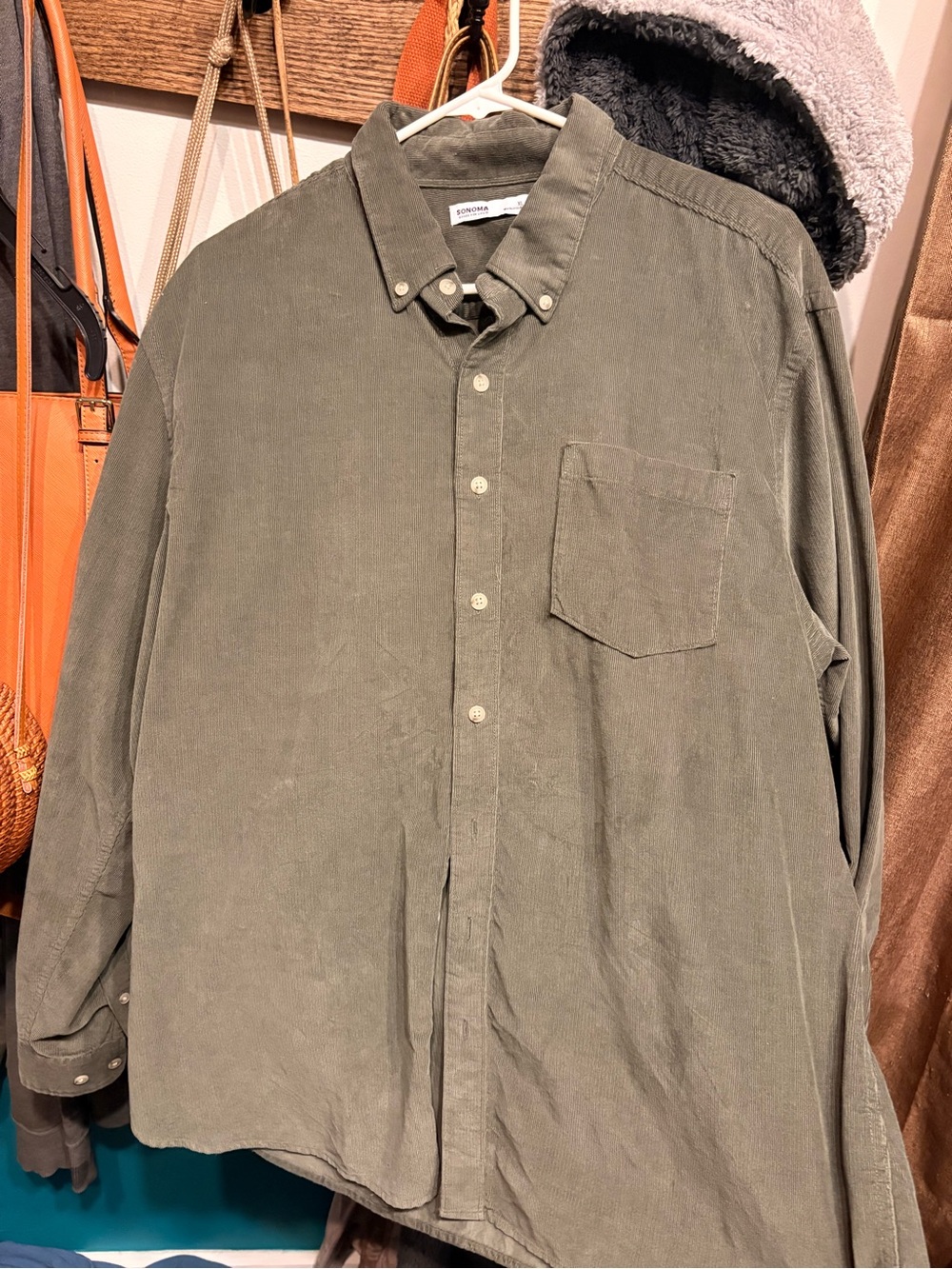 Sonoma Olive Green Corduroy Button-Down Shirt